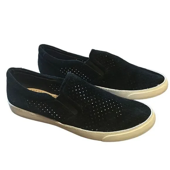 Clarks Black Suede Perforated Slip On Casual‎ Comfort Shoes