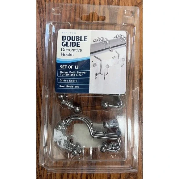 Maytex 12 Pack Double Glide Easy Shower Curtain Hooks Rust Proof‎ Roller Rings