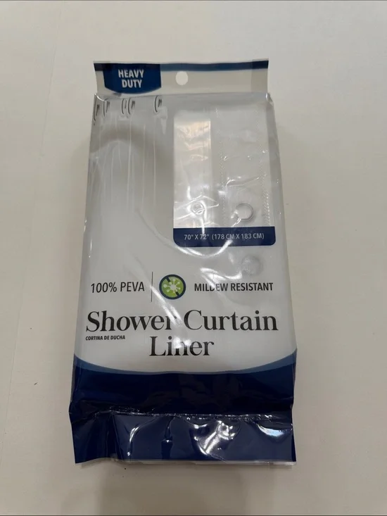 White Shower Curtain Liner - Heavy Duty Mildew Resistant