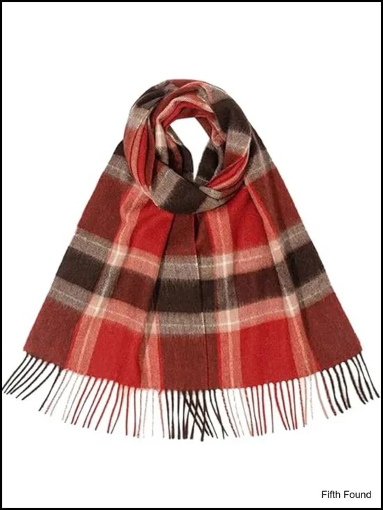 Oversized Plaid Scarf Shawl Wrap Tassel 100% Polyester Winter