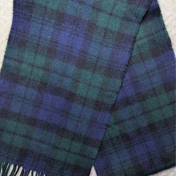 Briomhar Lambswool‎ Scarf Made in Scotland Black Watch Tartan Plaid Fringe 64 in