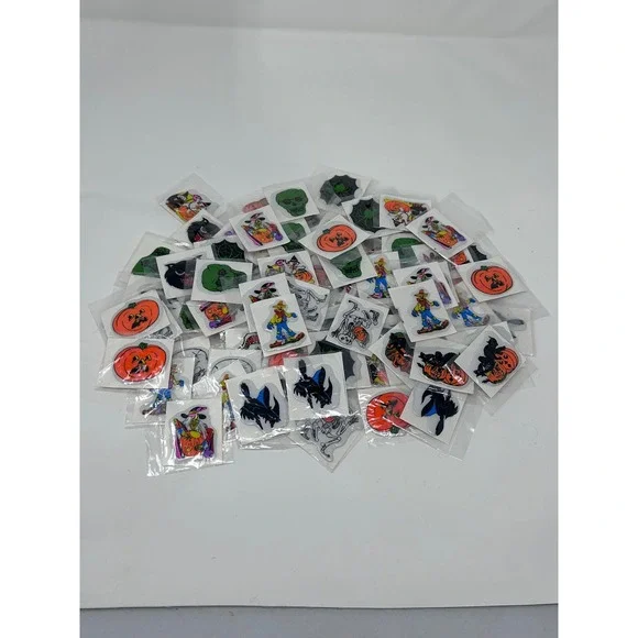 Vintage Halloween Puff Stickers Lot Retro 80s Spooky Pumpkin Witch Cat 86 pcs
