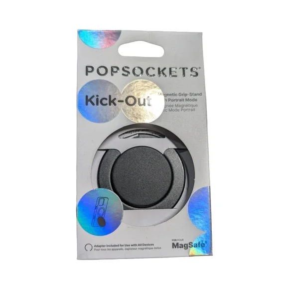 15-O PopSockets Kick-Out MagSafe Round Phone Grip & Stand‎ Ring for iPhone Black