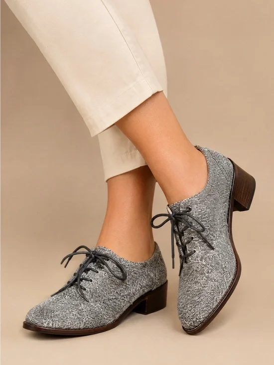 Louise et Cie Tweed Oxford Shoes Gray Leather Sole Size 8M / EU 38