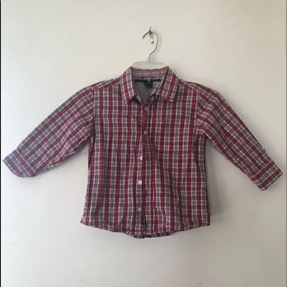 Oshkosh b’gosh Red Plaid Button Down Lined Shirt 5
