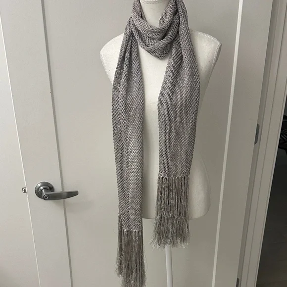 Missoni Orange Label Smoking Scarf with Fringe RARE Silver