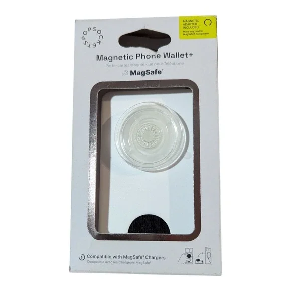 V5-O PopSockets MagSafe PopWallet+ Phone Wallet & Grip iPhone‎ - White/Clear