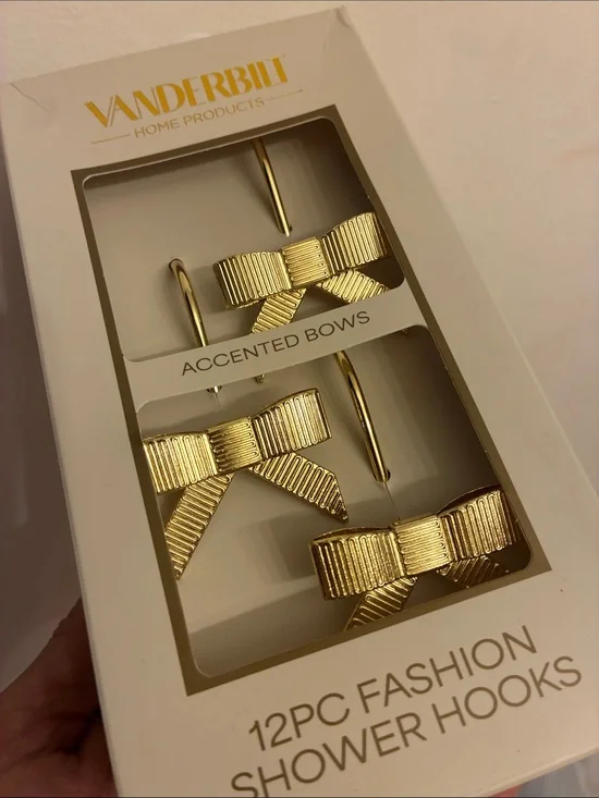 12pc accented gold bow shower hooks
