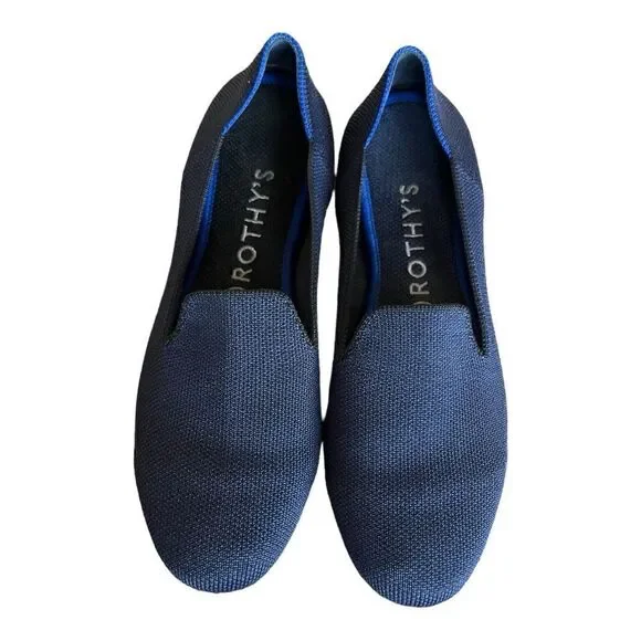 Rothy's The Loafer Classic Navy Knit Fabric Slip On Flats Women’s 7.7