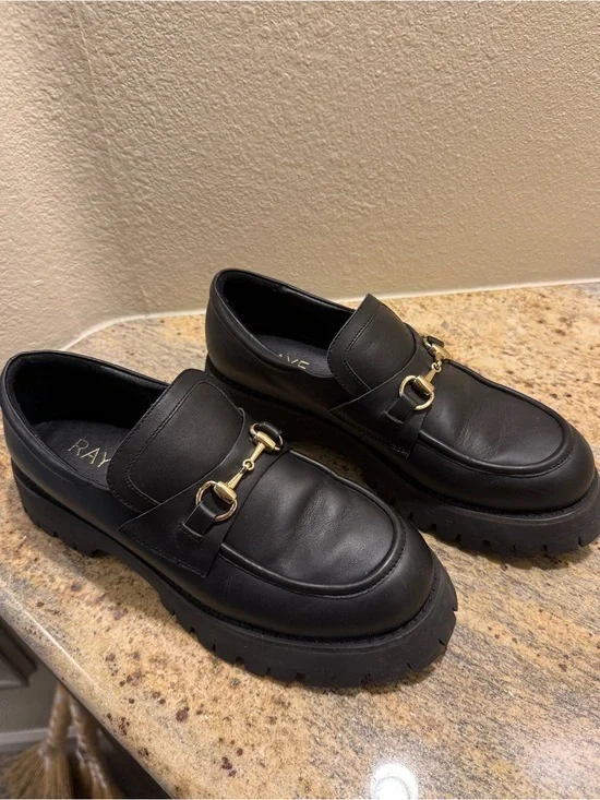 Raye Black Leather Sven Loafers for Women