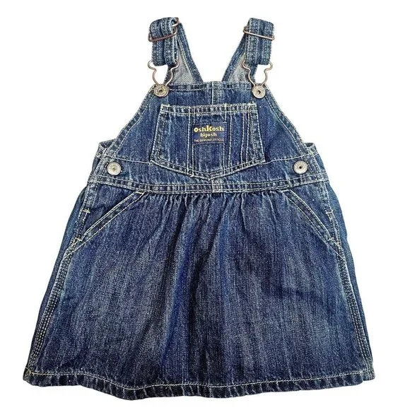 OshKosh Bgosh Baby Denim Bib Overall Skirt Size 12 Mos. 100% Cotton Adj Straps