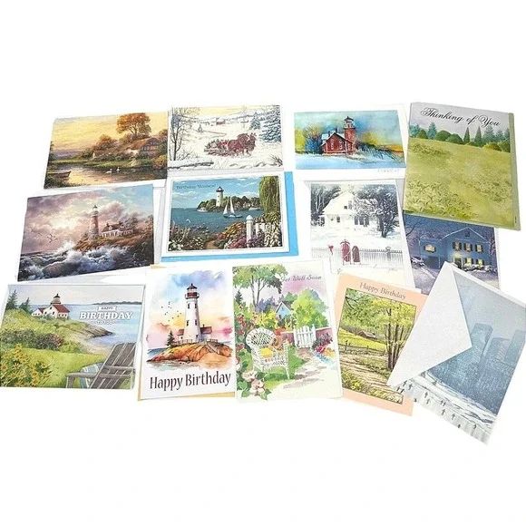 Greeting Cards Mixed LOT of Assorted Scenic Landscape Winter Art Stationary