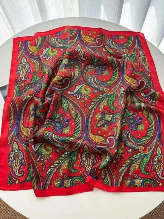 Vibrant Red Paisley Scarf S179