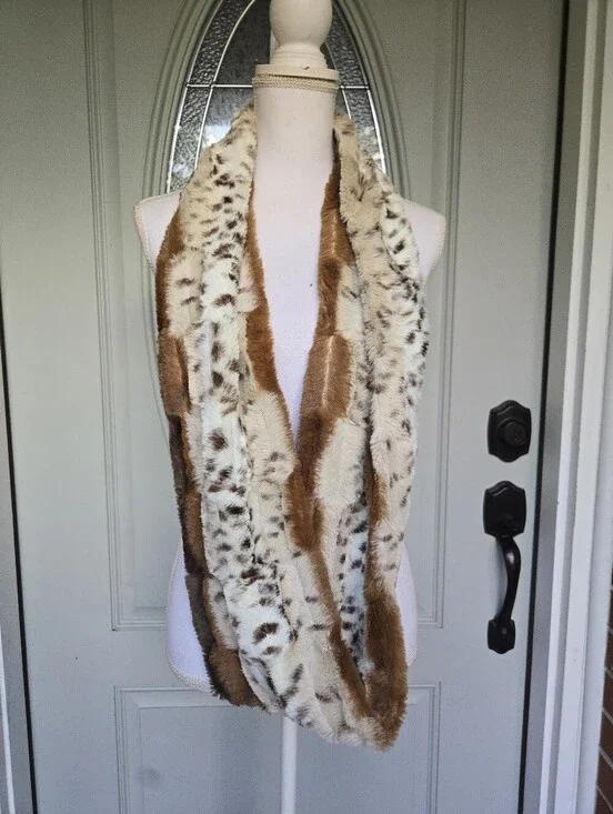 Faux Fur Animal Print Infinity Scarf