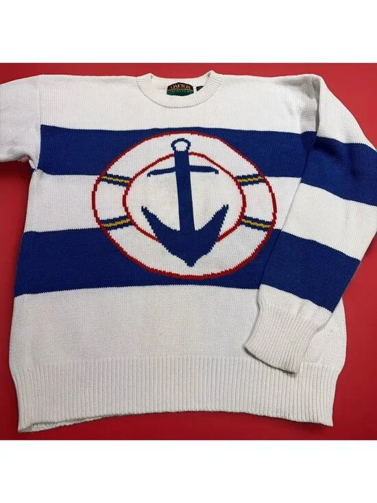 VTG Oakton Limited Men’s Cotton Crewneck Sweater Size L Anchor Nautical Yacht