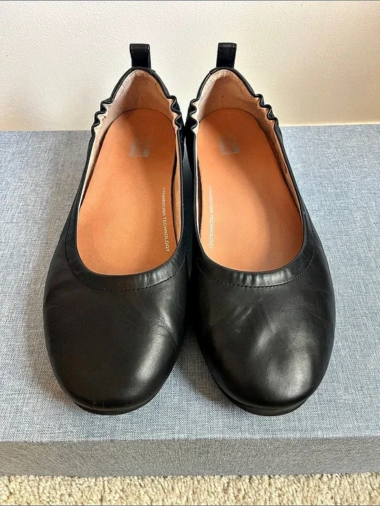 FitFlop Leather Allegro Leather Ballet Flats Black US 9