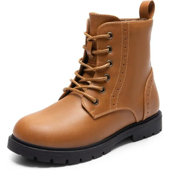 ⚡Dream Pair Girl Camel Polyurethane‎ Zipper Water Resistant Combat Ankle Boot