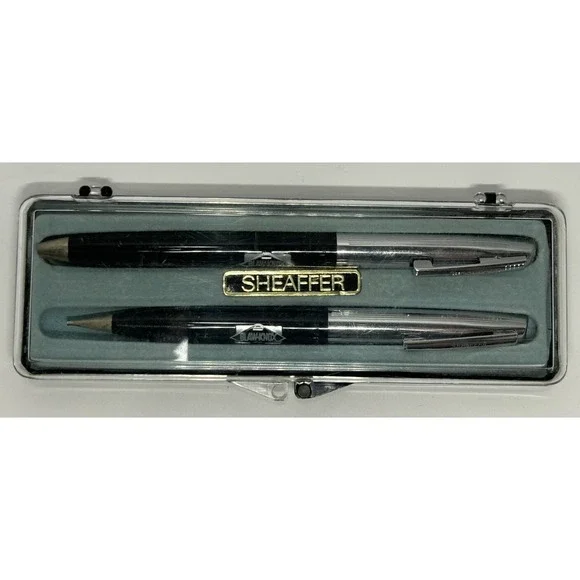 Sheaffer Blaw Knox Pen And Mechanical Pencil Set ‎ Black And Silver Tone 80s VTG