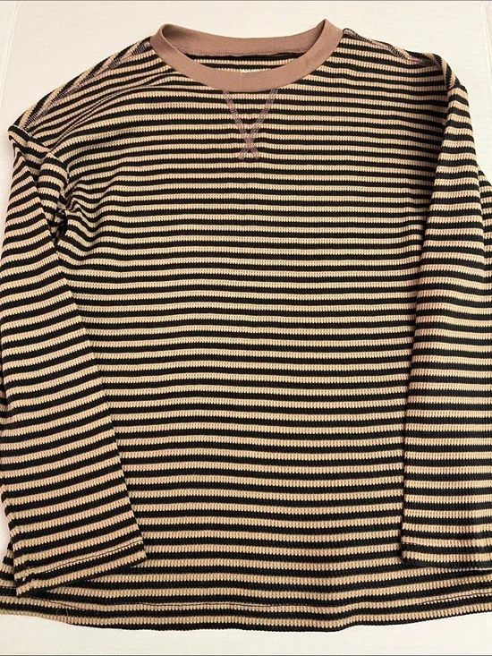 OshKosh B'gosh Striped Crewneck Shirt in Beige and Black