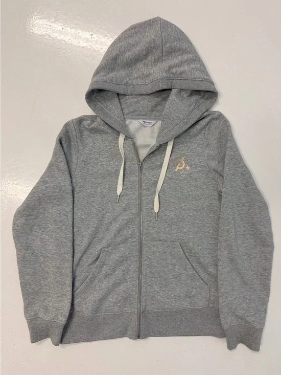 Peloton Grey Zip-Up Hooded Jacket with Logo and Star small