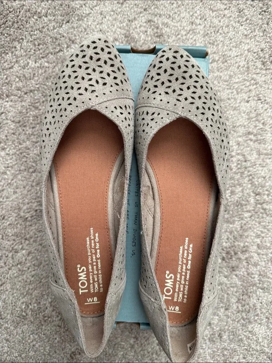 Toms Women's Taupe Laser-Cut Ballet Flats