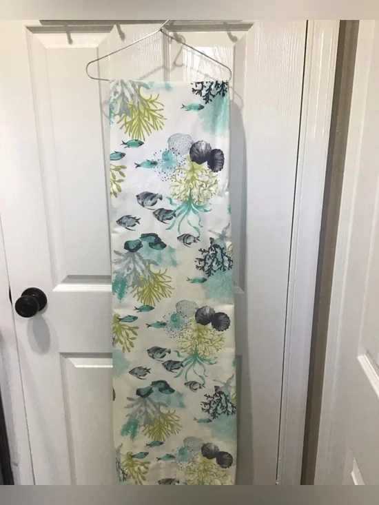 Coastal Sea Life Shower Curtain Panel - Aqua, Teal, Lime -