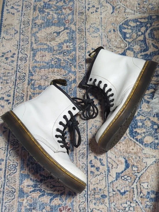 Dr Marten Zavala Little Girl Lace Up Zip Up Boots Booties Size 2 White