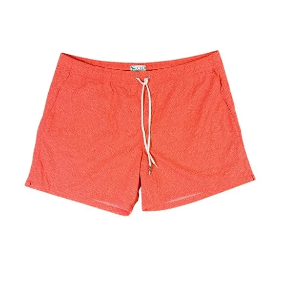 J.Crew Mens XXL Orange Geometric Econyl Regenerated Nylon Swim Trunks 6 Inch