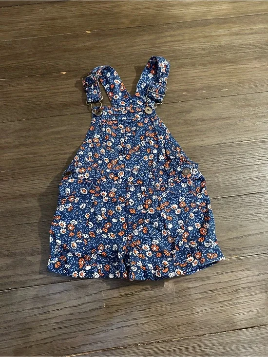 18mth Oshkosh Genuine Kids Girls Navy Floral Overall Shorts