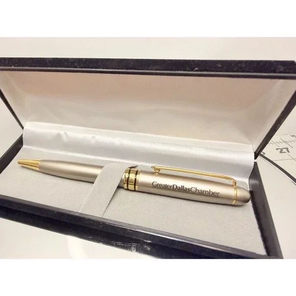 Vintage Greater Dallas Chamber Executive Pen Set - Gold & Silver Tone with Case