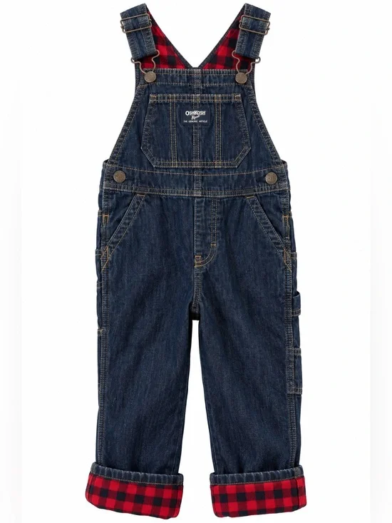 2 t boy OshKosh Buffalo Check Overalls EUC