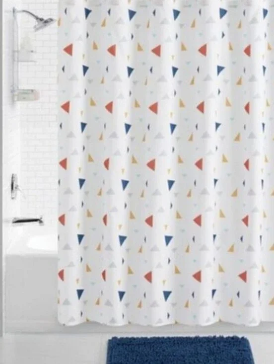15pc Boho Triangle Shower Curtain Bundle Set Blue - Jade + Oake