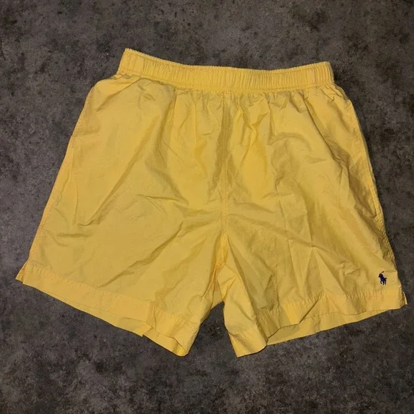 Polo Sport Ralph Lauren Swim Trunks Shorts Men Medium Yellow Elastic Waist Beach