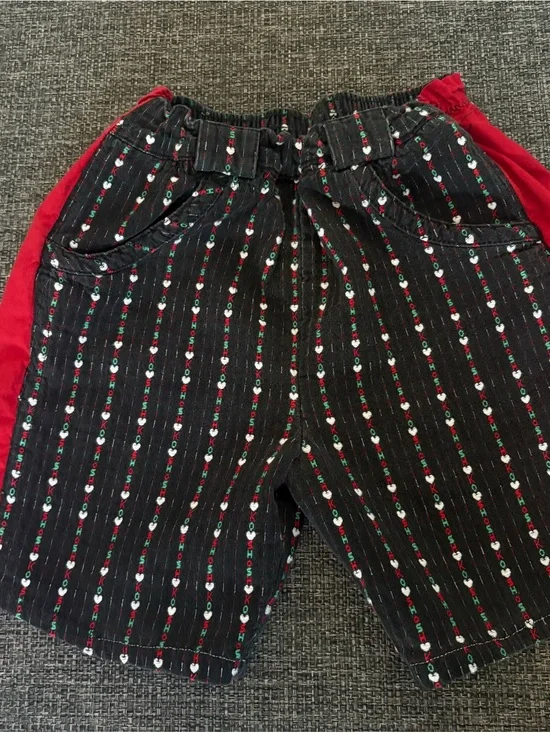 OshKosh B'gosh Black Corduroy Striped Shorts with Red Accents