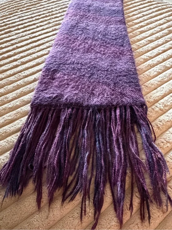 Amao Alpaca Fringe Purple Women's Scarf - 100% alpaca