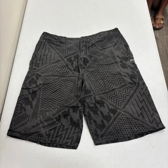 Rip Curl Mens Charcoal Grey Geometric Print Board Shorts Size 33 Surf Skate