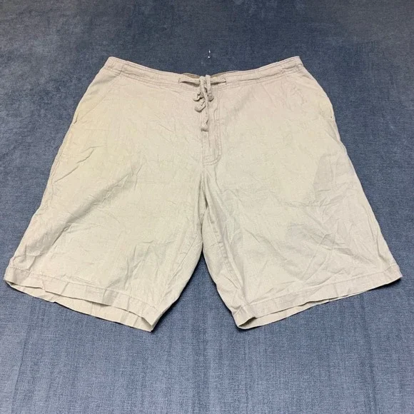 Dockers Premium Board Shorts Mens 36 Beige Drawstring Flat Front Relaxed Fit