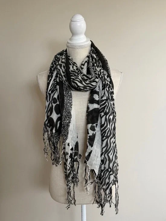 Black and White Animal Print Scarf