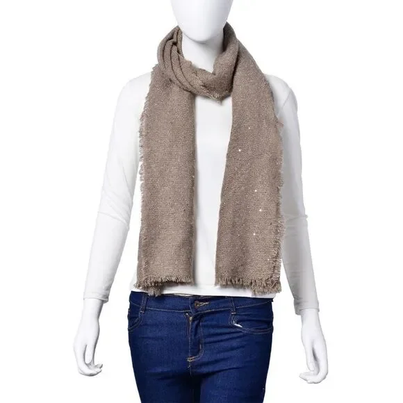Acrylic Scarf Taupe with Sequin