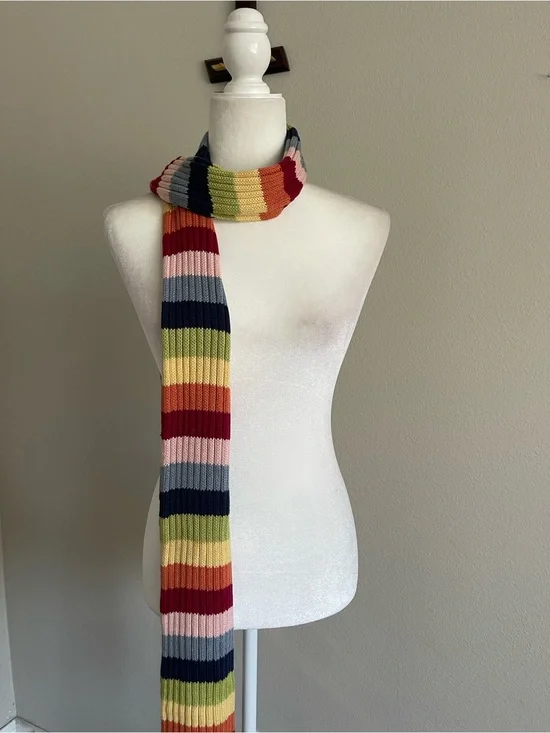 Next Era Rainbow Ribbed Knit Scarf in Navy, Red, Pink, Yellow & Green