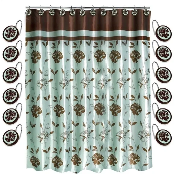 Shower Curtain Blue Chocolate Fabric “Cabella” by Popular Bath 70 x 72 in