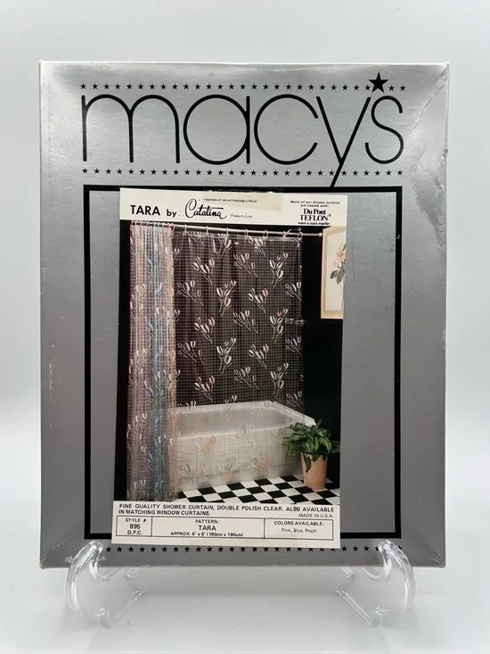 Vintage Macys Catalina Tara Vinyl Bathroom Shower Curtain 6’ x 6’ New
