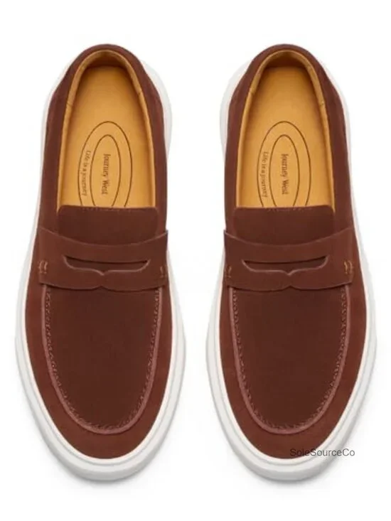 Suede Penny Loafers Slip-On Platform Comfort Shoes