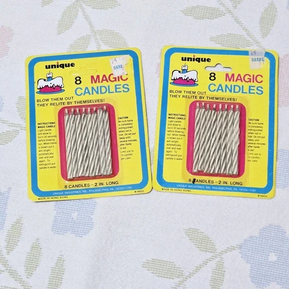 Birthday Trick Candles, Re-lighting‎ Trick Wicks 2-pack NOS Vintage READ