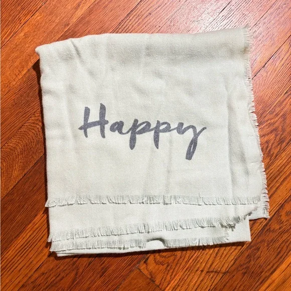 Collection Eighteen Women’s Light Blue “Happy” Scarf with fringed edge