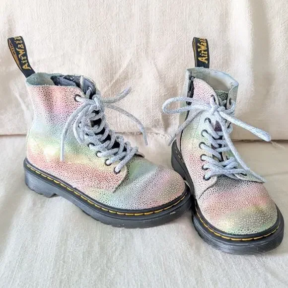 Dr. Martens 1460 Pascal T Iridescent Rainbow Metallic Boots size 12 Little Kids