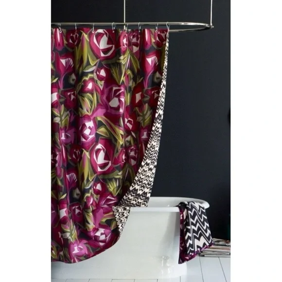 💕 MISSONI for Target floral passione and zig zag reversible shower curtain NEW