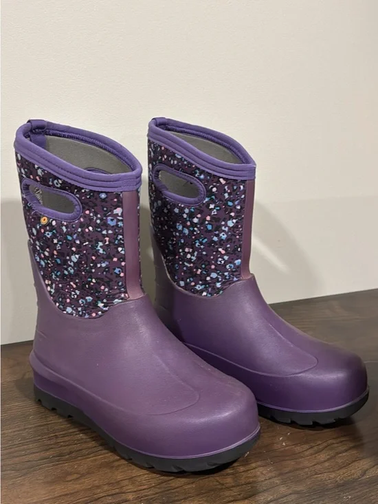 Bogs Kids Purple Patterned Pull-On Rain Boots