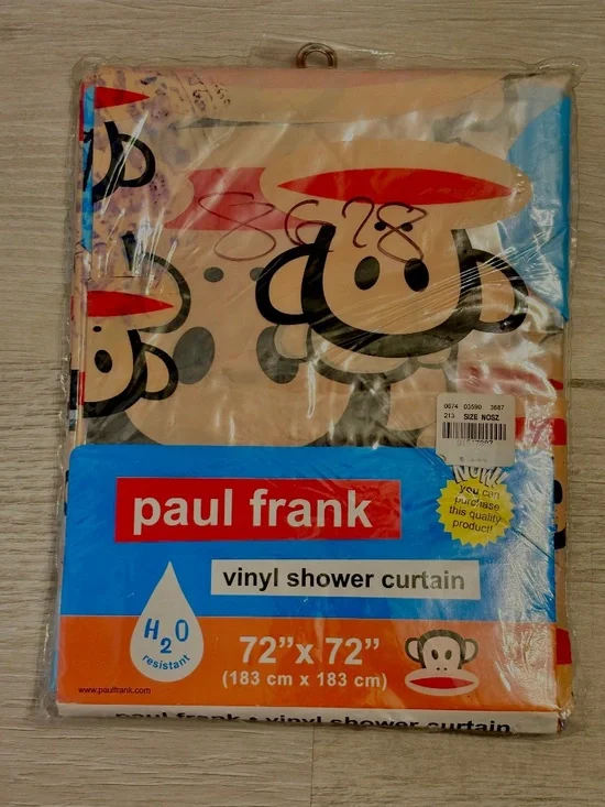 Vintage Paul Frank Julius the Monkey Vinyl Shower Curtain 72