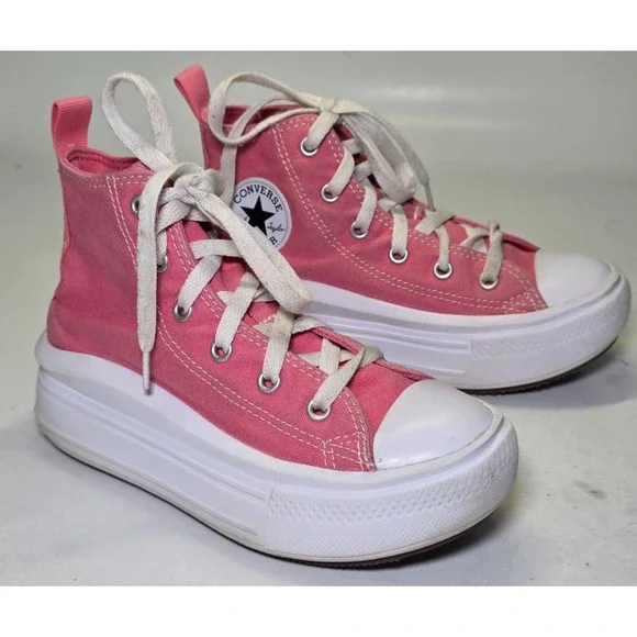 Converse Chuck Taylor Youth Sneakers Size 1 Pink‎ Pop Platform High Top Shoes